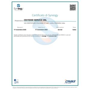 CB FOOD SERVICE SRL Ottiene la Certificazione ESG Synesgy: Il Nostro Impegno per la Sostenibilità di Filiera